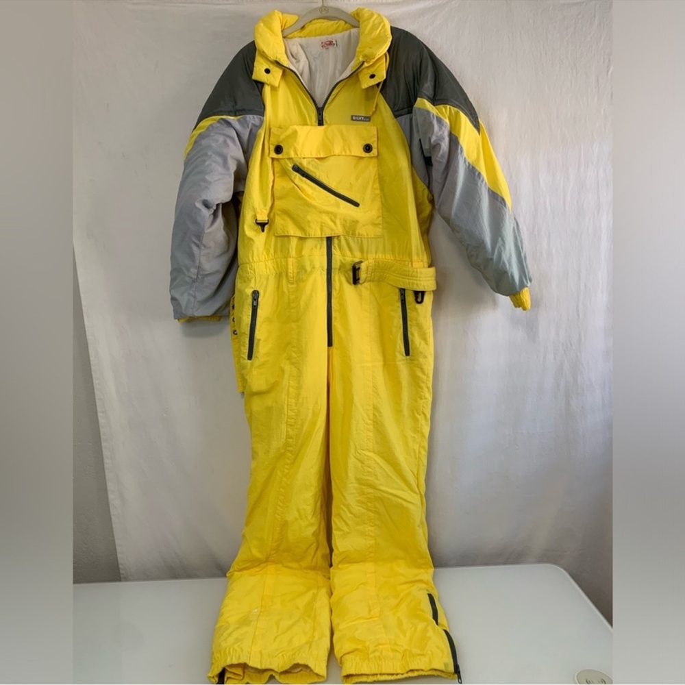 Silvy Tricot Vintage Yellow Ski Suit One Piece Size 46
